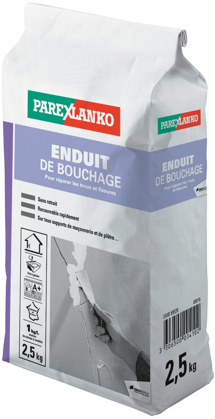 Enduit de rebouchage mural intérieur 2,5kg - PAREXLANKO