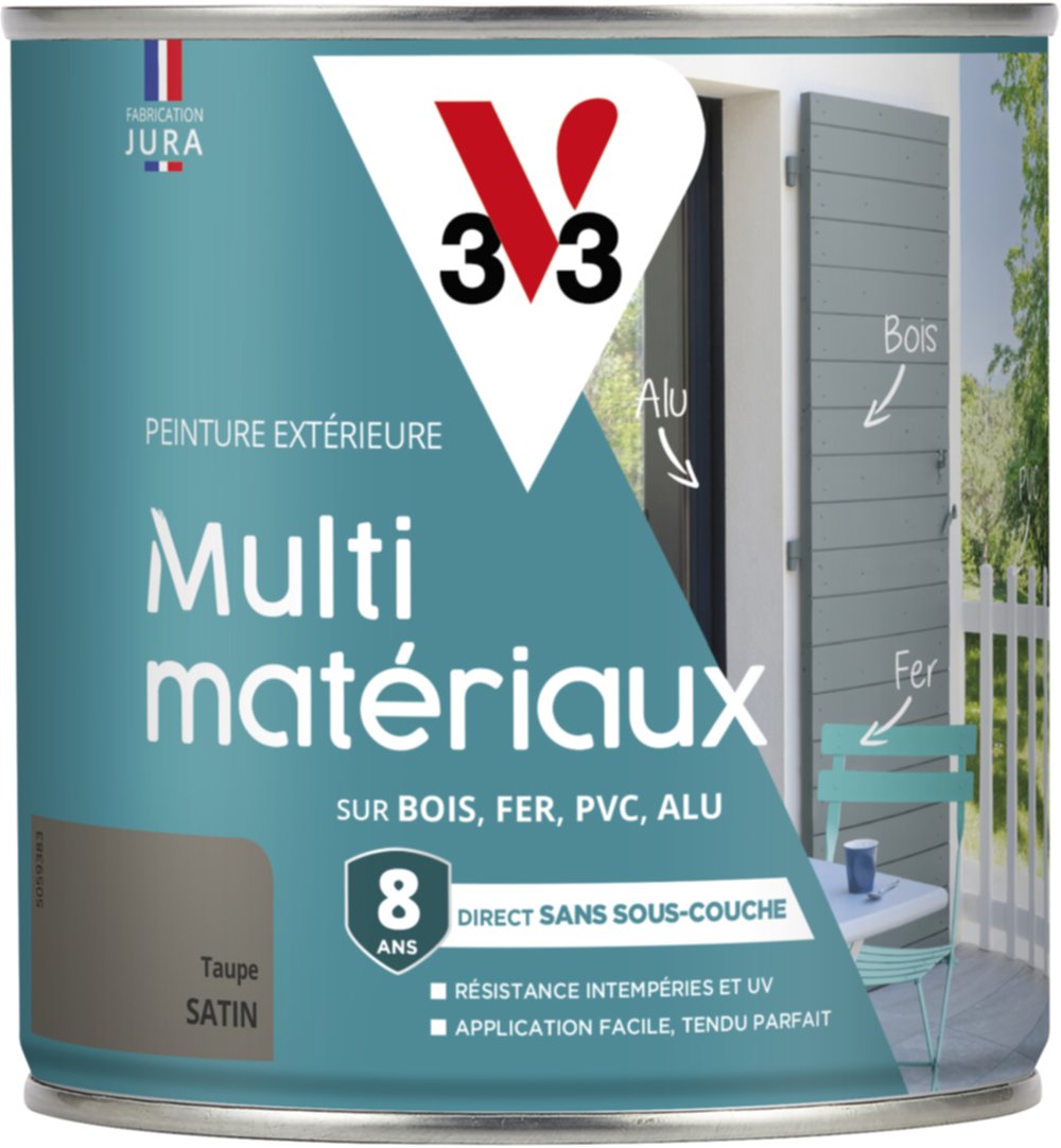 Peinture multi-supports direct protect satin 0.5L taupe - V33