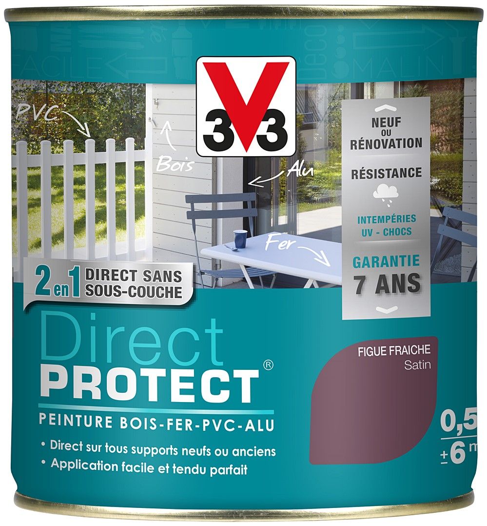Peinture multi-supports direct protect satin 0.5L figue fraiche - V33