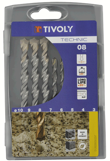 Coffret 8 forets béton gradué Technic - TIVOLY