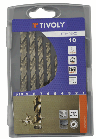 Coffret 10 forets métaux Technic Ø1-10 mm - TIVOLY