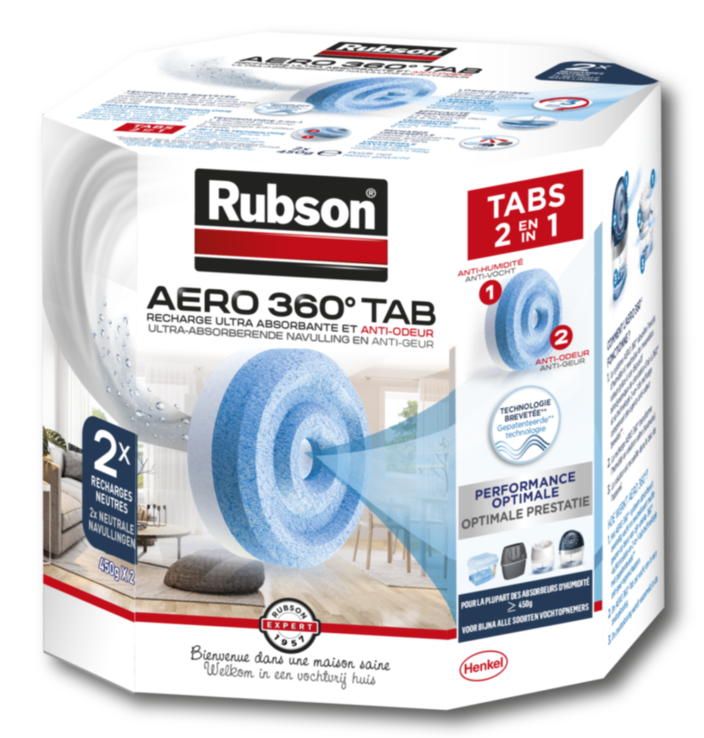 2 recharges Ultra-Absorbante d'humidité Aero 360° - RUBSON - Mr