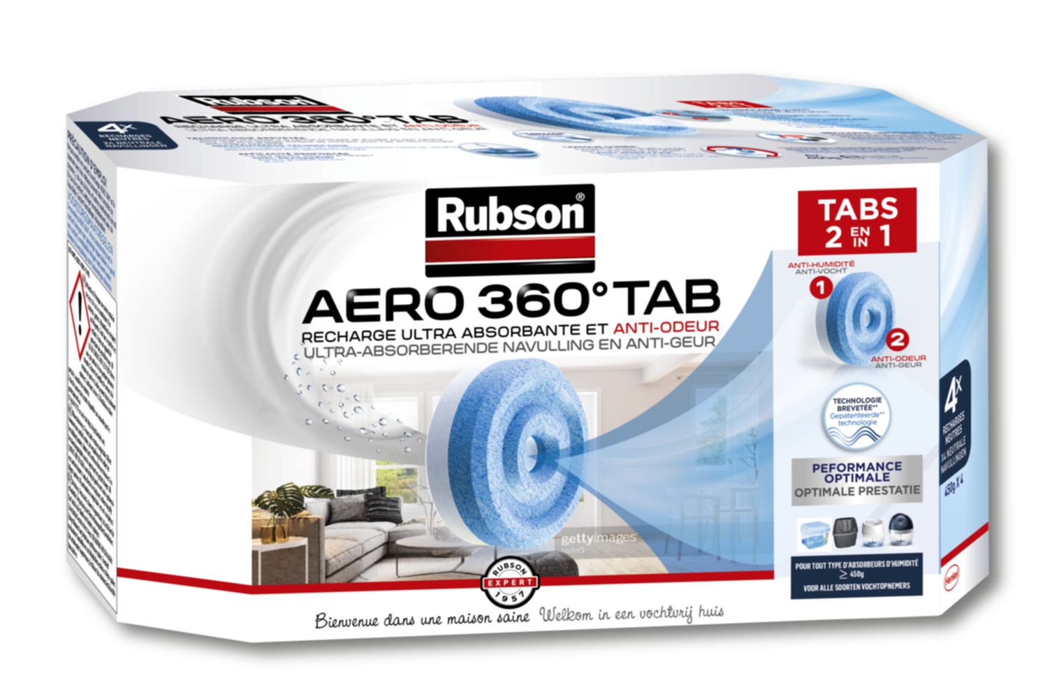 Absorbeur d'humidité Rubson Aero 360° 20 m² + 3 recharges dont 2 gratuites