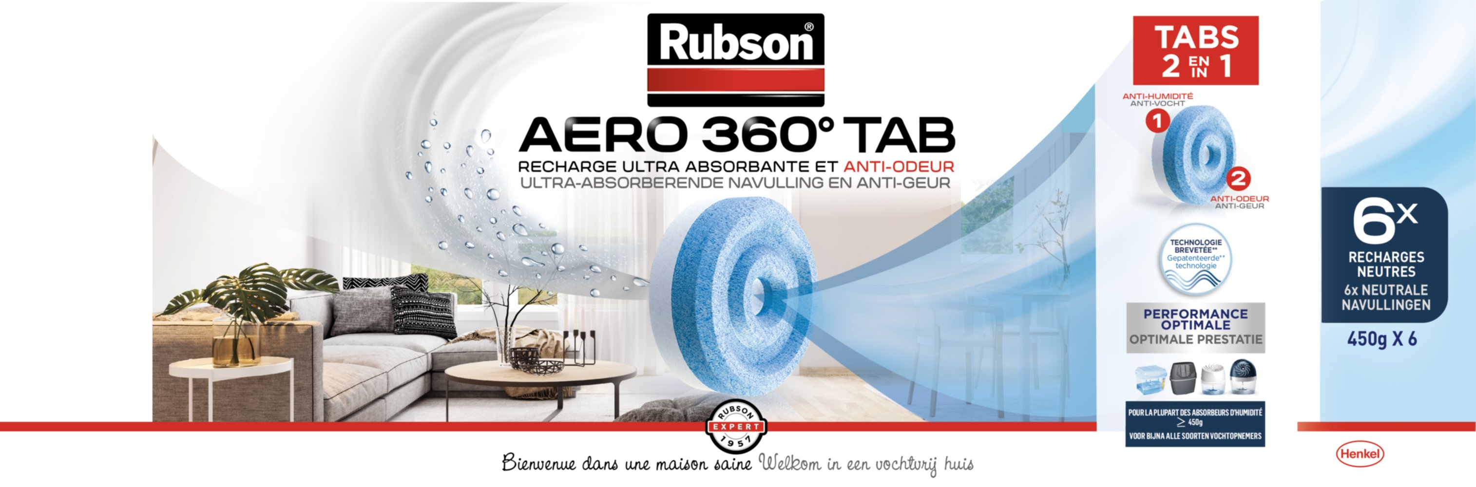 Recharge Absorbeur d'humidité Aéro 360° Tab x6 - RUBSON 