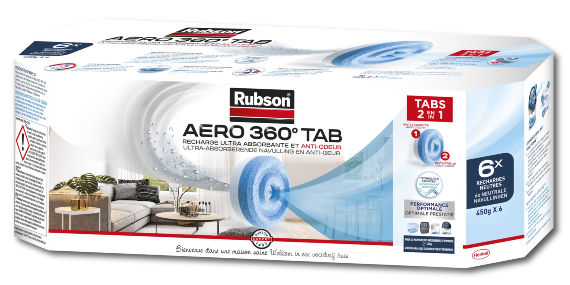 6 recharges absorbeur d'humidité Aero 360° - RUBSON