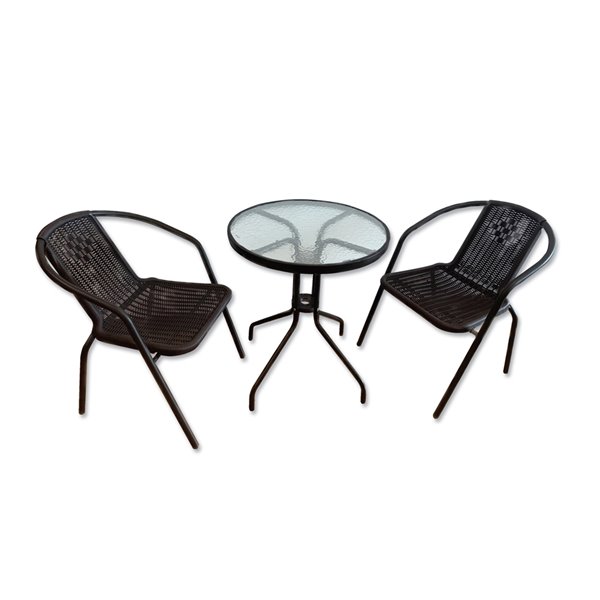 Set de balcon noir 1 table + 2 chaises