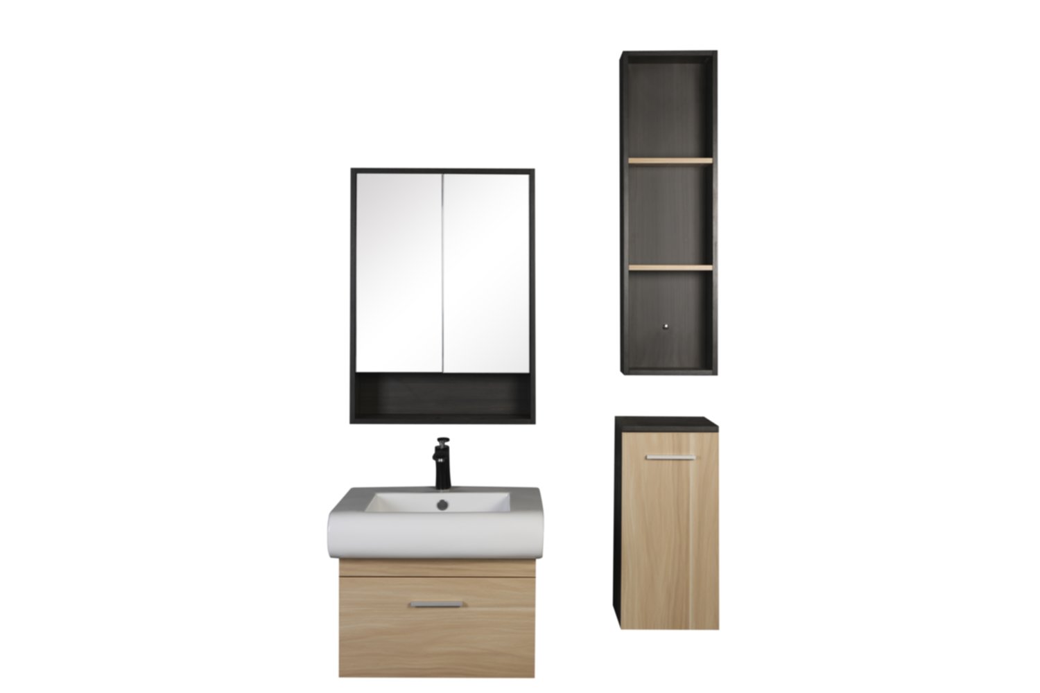 Meuble salle de bain Lea avec miroir + colonne suspendue