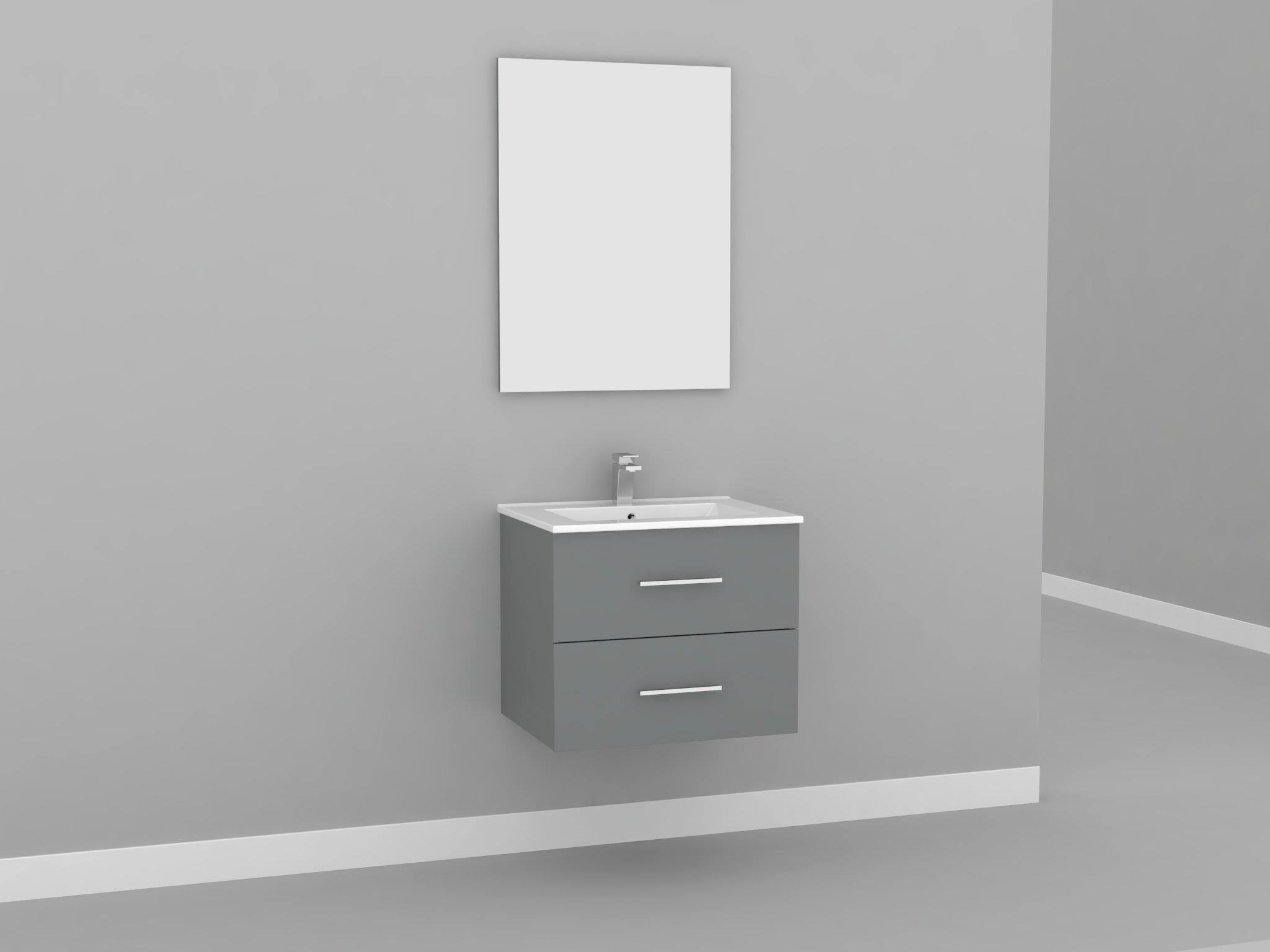 Meuble salle de bain - 60 cm - Gris 