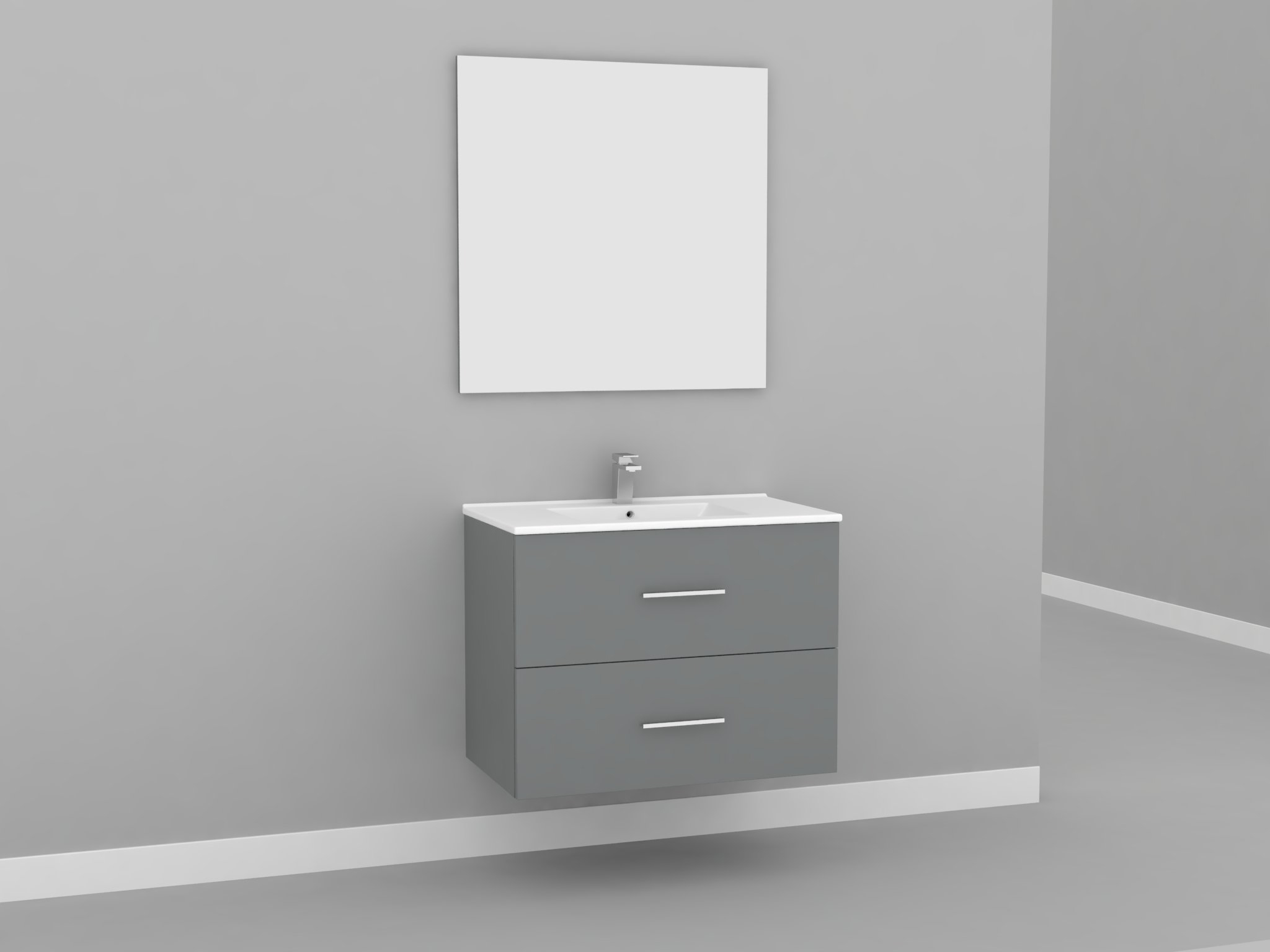 Meuble salle de bain MINA - 80 cm - Gris 