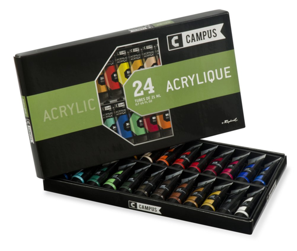 Coffret carton campus 24 tubes de 21 mL - RAPHAËL LOISIRS