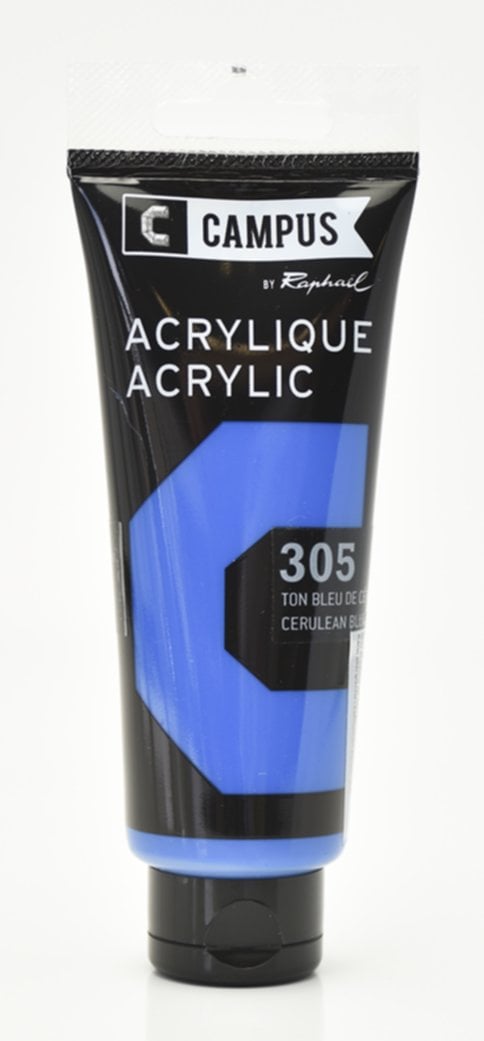 Tube acrylique fine 100 mL bleu ceruleum - RAPHAËL LOISIRS