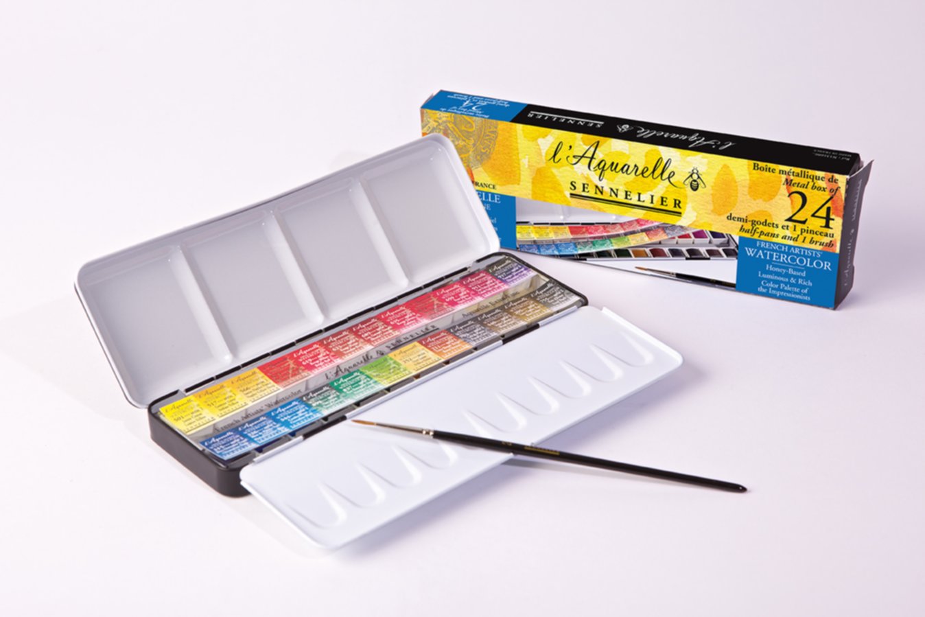 Boîte 24 demi godets aquarelle extra fine - SENNELIER