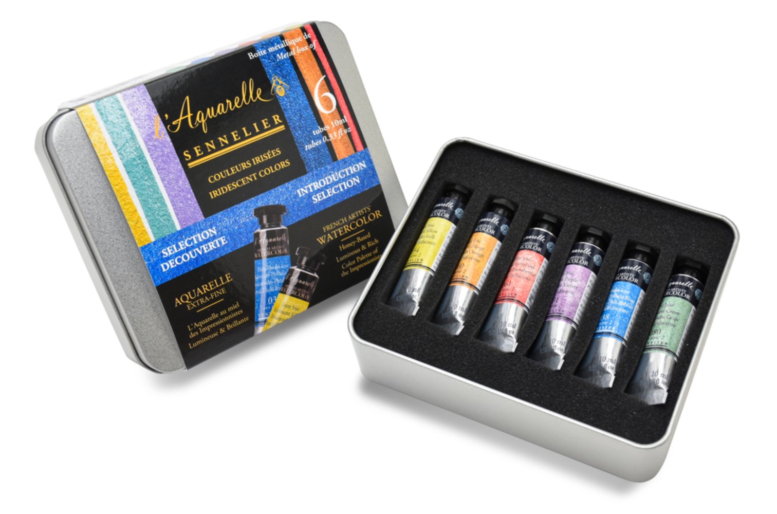 Boîte 6 tubes 10 mL aquarelle irisée Découverte - SENNELIER