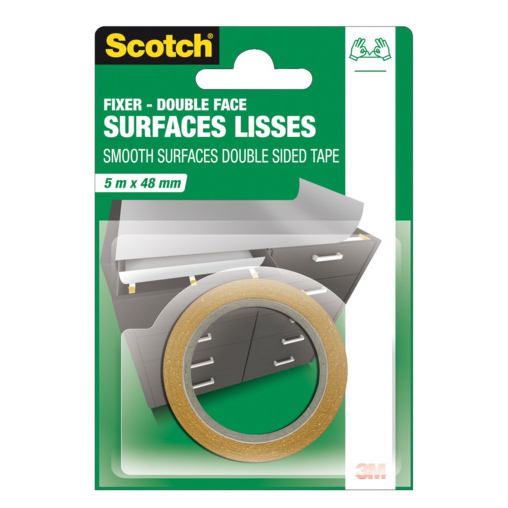 Adhésif de fixation surfaces lisses 5 m x 48 mm - SCOTCH