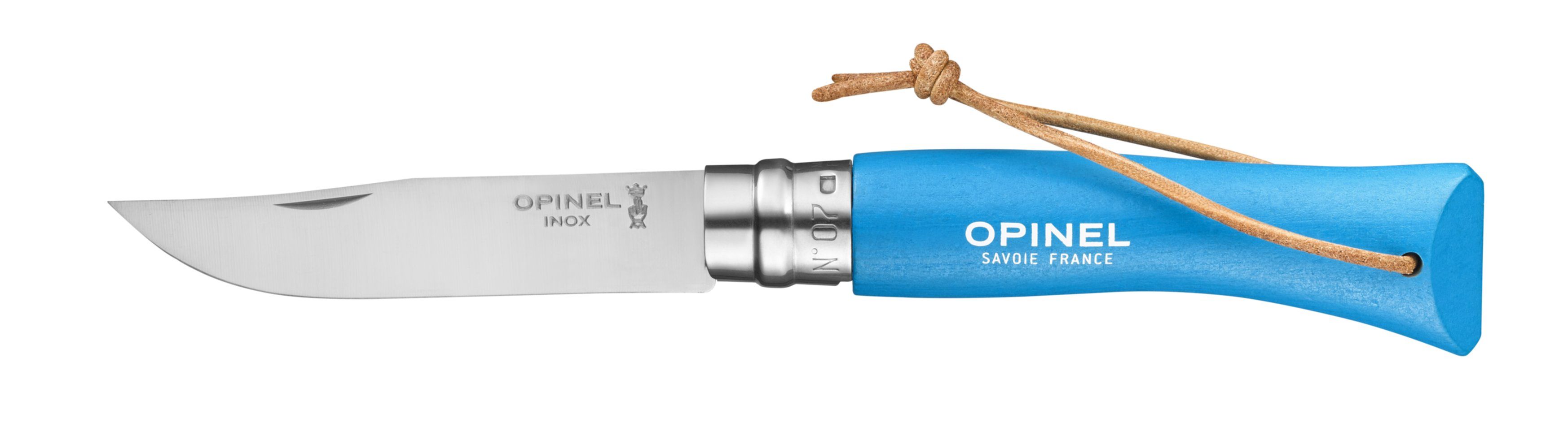 Baroudeur N°07 bleu cyan avec lien cuir - OPINEL