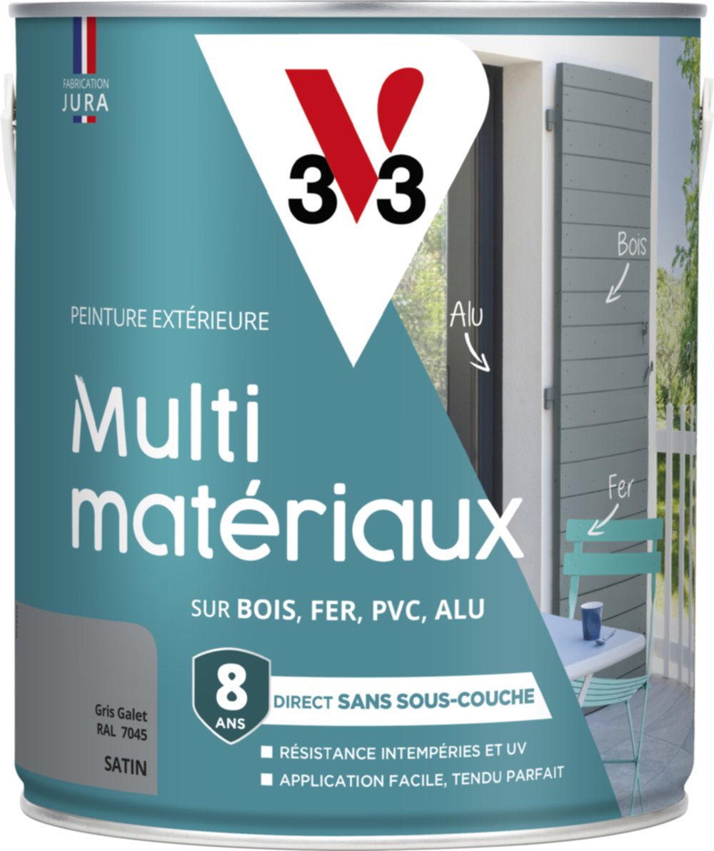 Peinture extérieure multisupport Direct Protect 2.5L Gris galet - V33