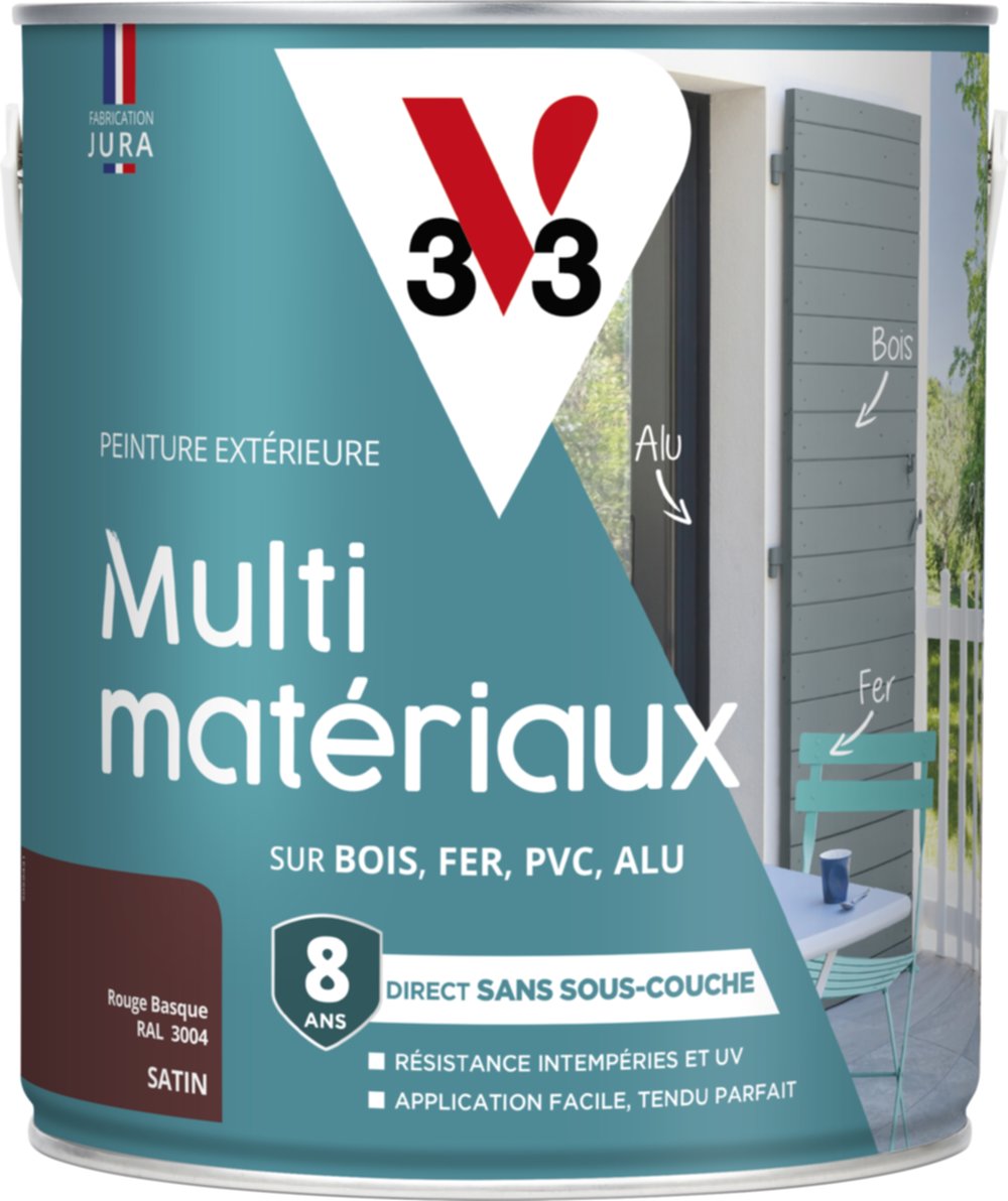 Peinture extérieure multisupport Direct Protect 2.5L Rouge basque - V33