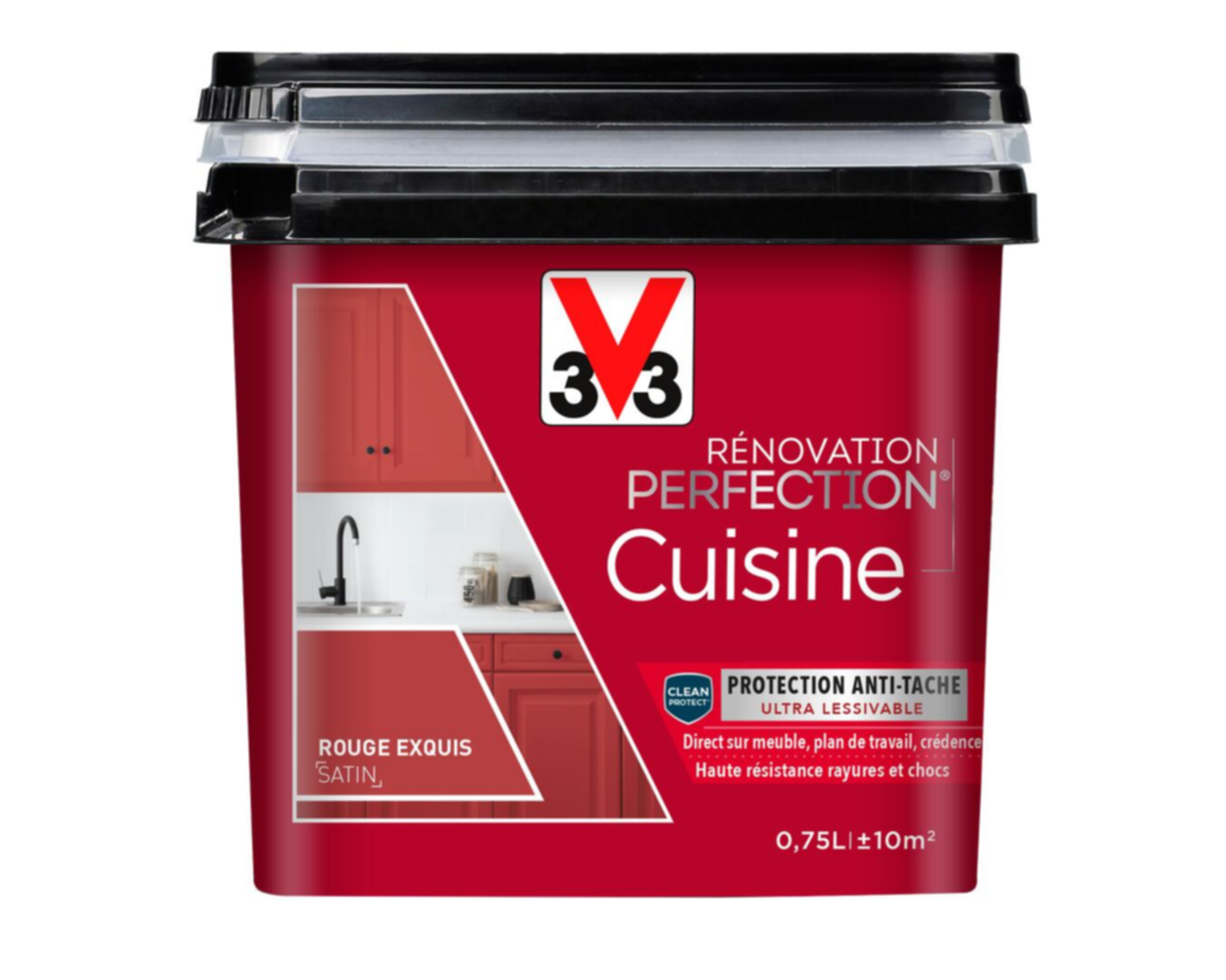 Peinture rénovation cuisine Perfection rouge exquis satin 0,75l - V33