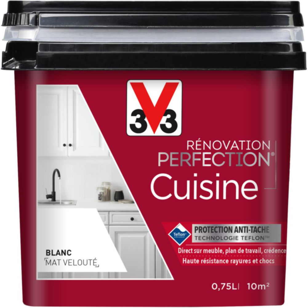 Peinture rénovation cuisine Perfection blanc mat 0,75l - V33