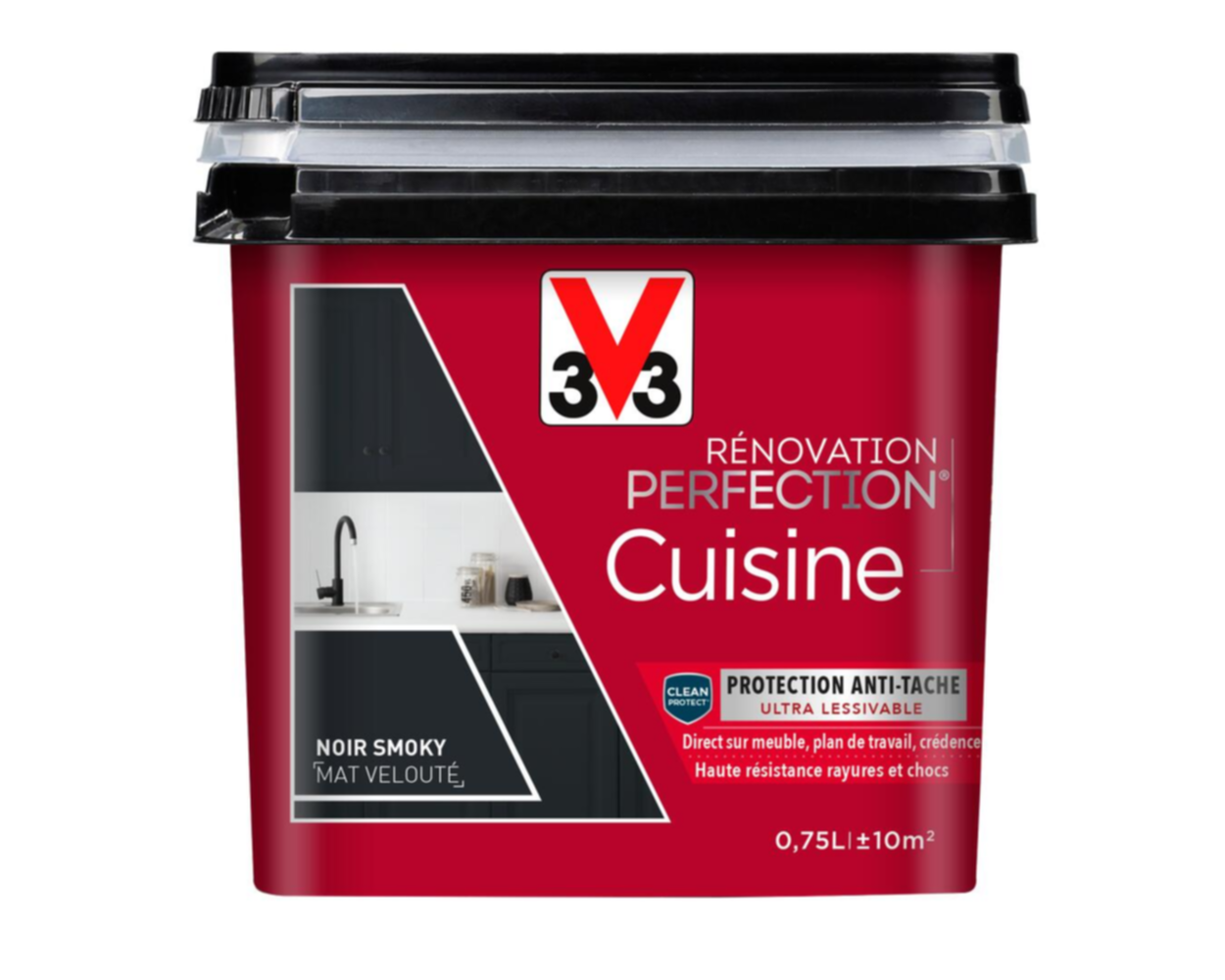 Peinture rénovation cuisine Perfection noir smoky mat 0,75l - V33