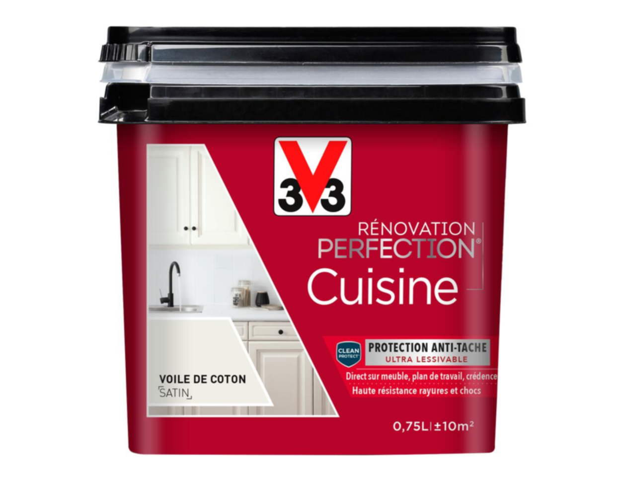 Peinture rénovation cuisine Perfection voile de coton satin 0,75l - V33