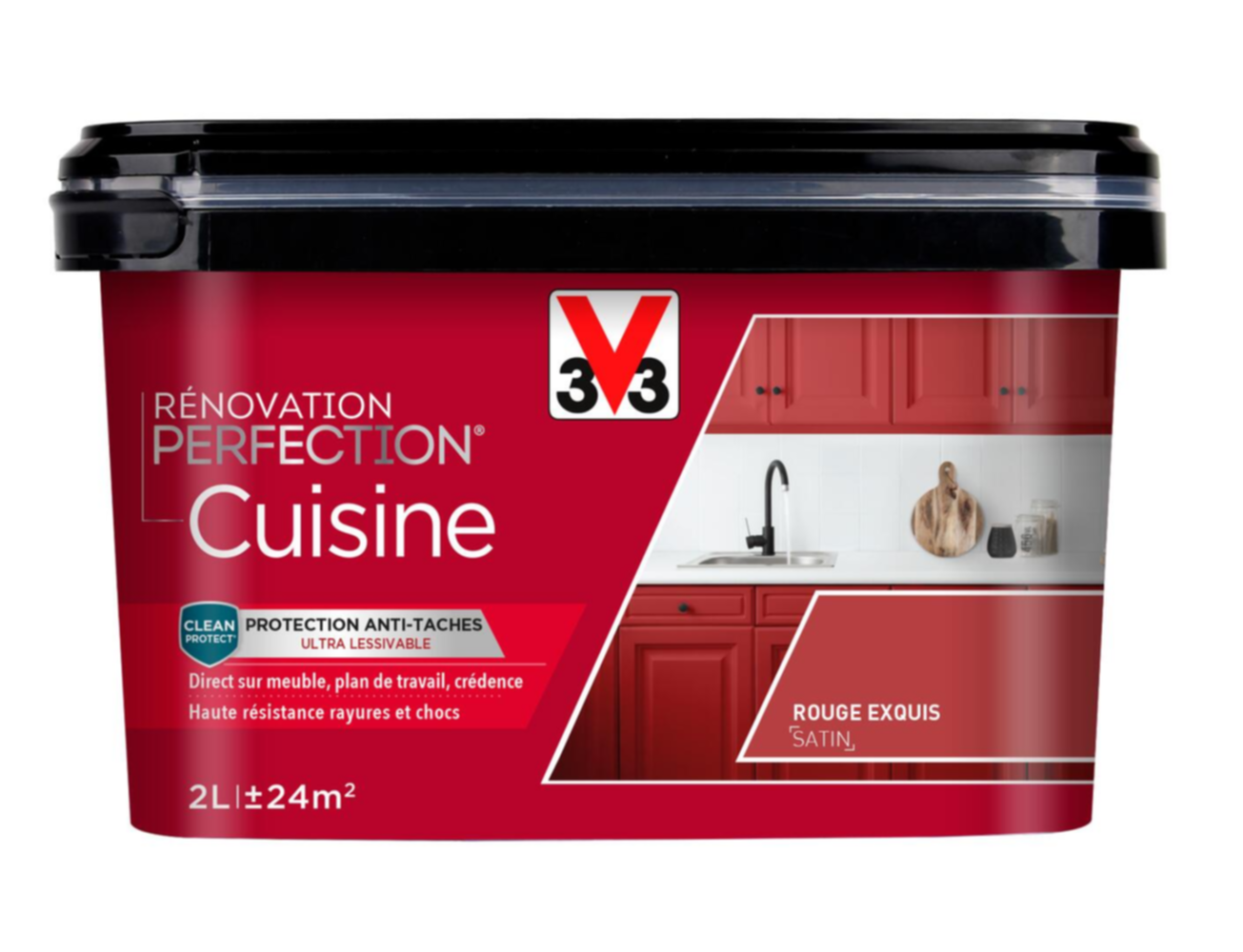 Peinture rénovation cuisine Perfection rouge exquis satin 2L - V33