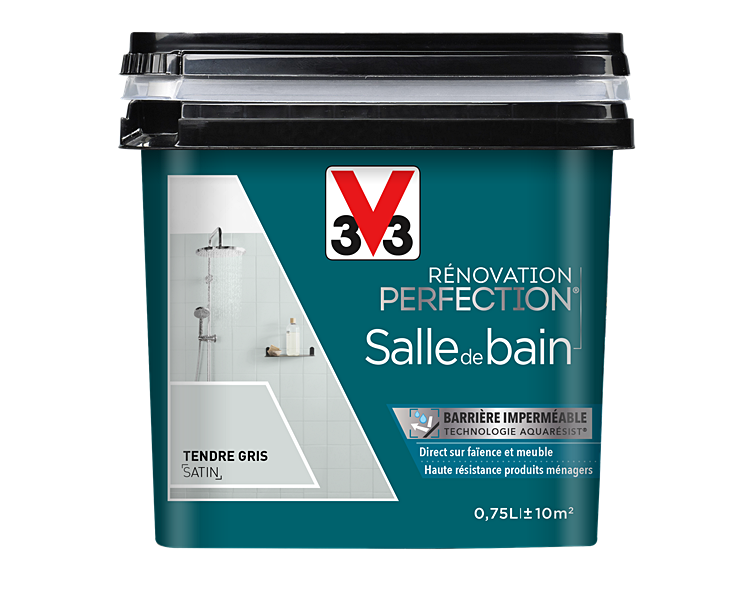 Peinture rénovation salle de bain tendre gris satin 0,75l - V33