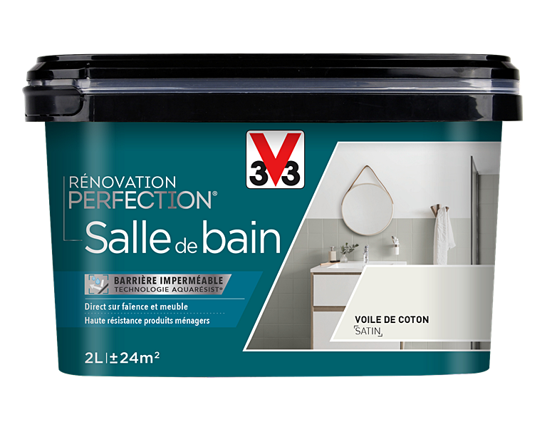 Peinture rénovation salle de bain Perfection voile de coton satin 2L - V33