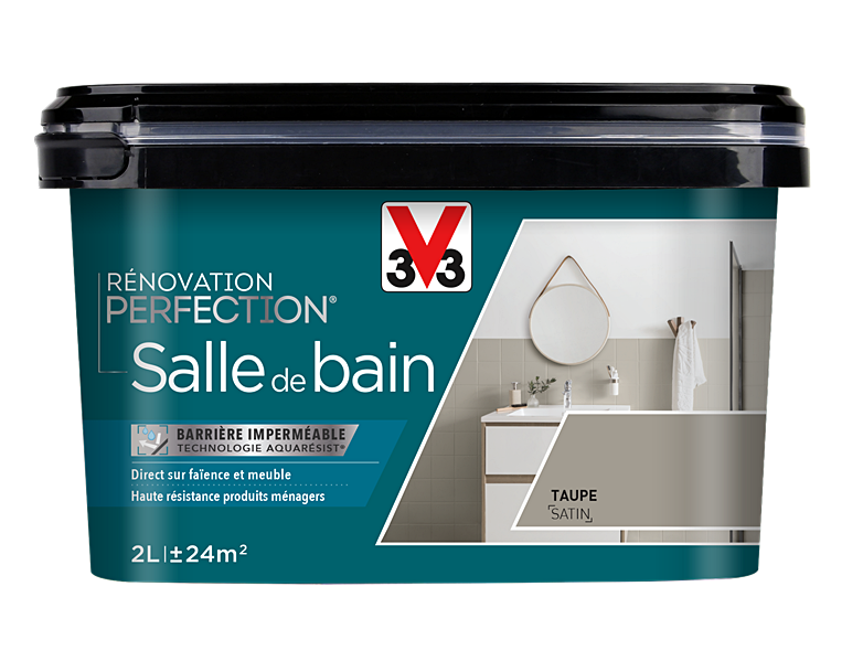 Peinture rénovation salle de bain Perfection taupe satin 2L - V33