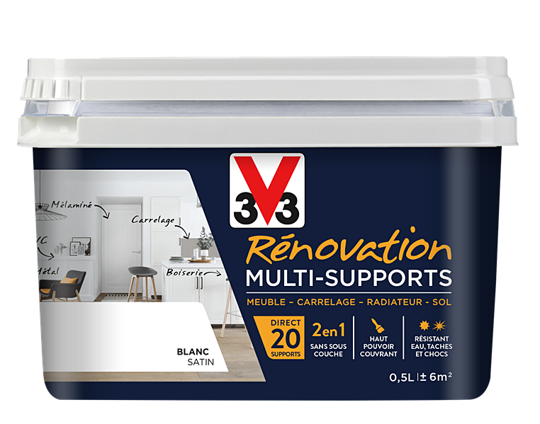 Peinture Rénovation Multisupport blanc satin 0,50 L - V33 