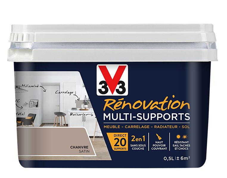 Peinture Rénovation Multisupport chanvre satin 0,5L - V33