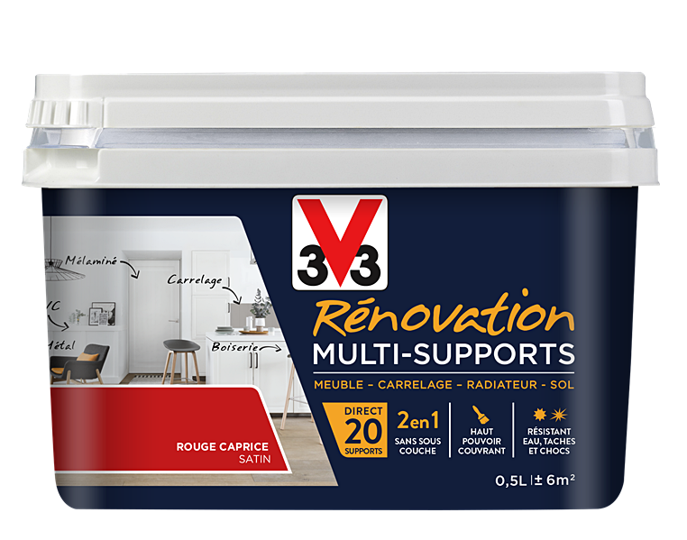 Peinture Rénovation Multisupport rouge caprice satin 0,5L - V33