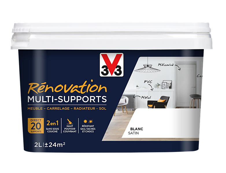 Peinture Rénovation Multisupport blanc satin 2L - V33