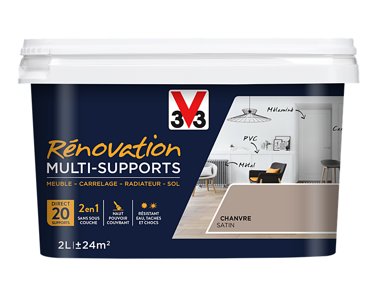 Peinture Rénovation Multisupport chanvre satin 2L - V33