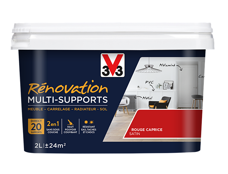 Peinture Rénovation Multisupport rouge caprice satin 2L - V33