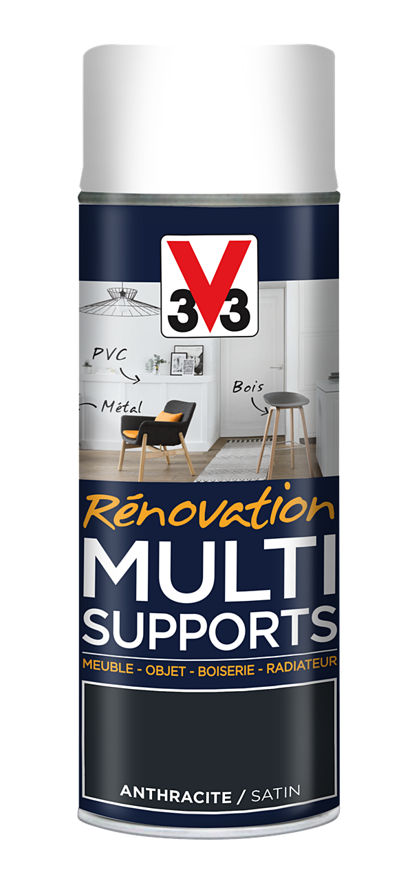 Peinture Rénovation Multisupport anthracite satin aérosol 400 ml - V33