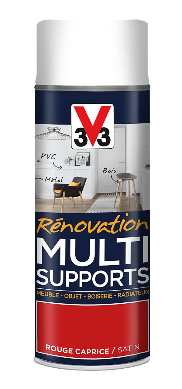 Peinture Rénovation Multisupport rouge caprice satin aérosol 400 ml - V33