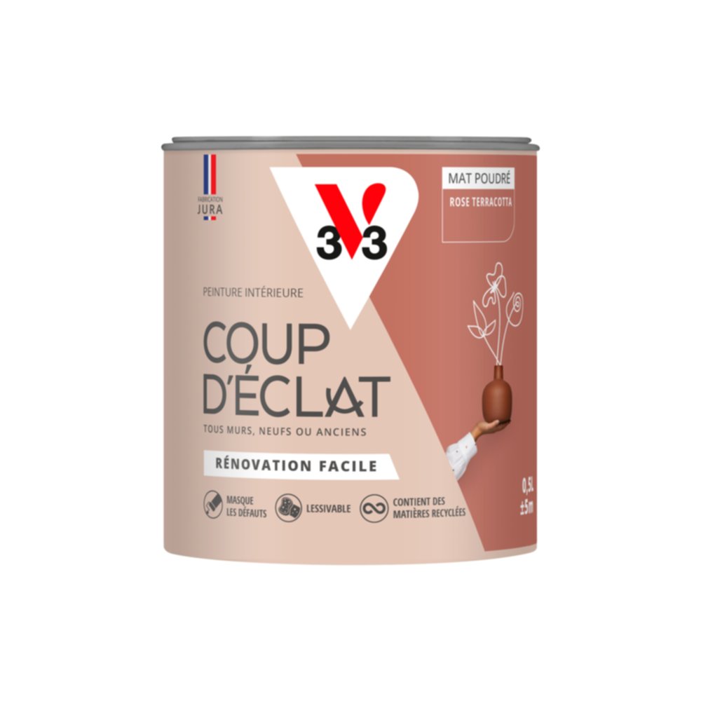 Peinture intérieure mat Coup d'Éclat rose terracotta 0,5 L - v33