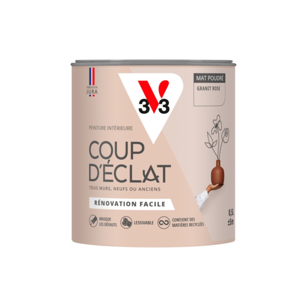 Peinture intérieure mat Coup d'Éclat granit rose 0,5 L - v33