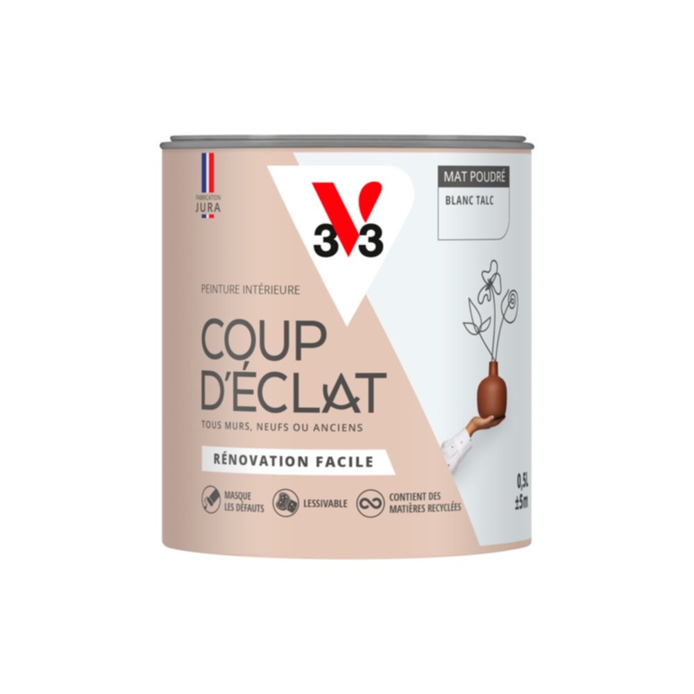 Peinture intérieure mat Coup d'Éclat blanc talc 0,5 L - v33