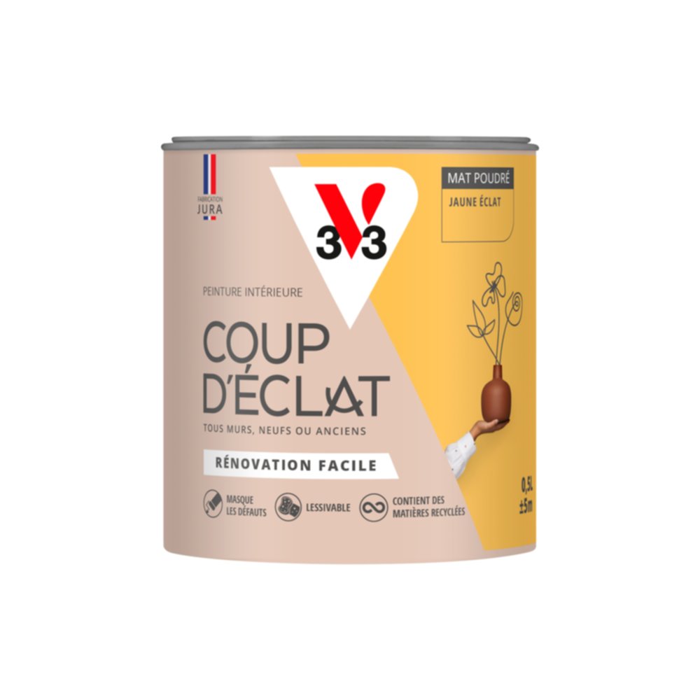 Peinture intérieure mat Coup d'Éclat jaune éclat 0,5 L - v33