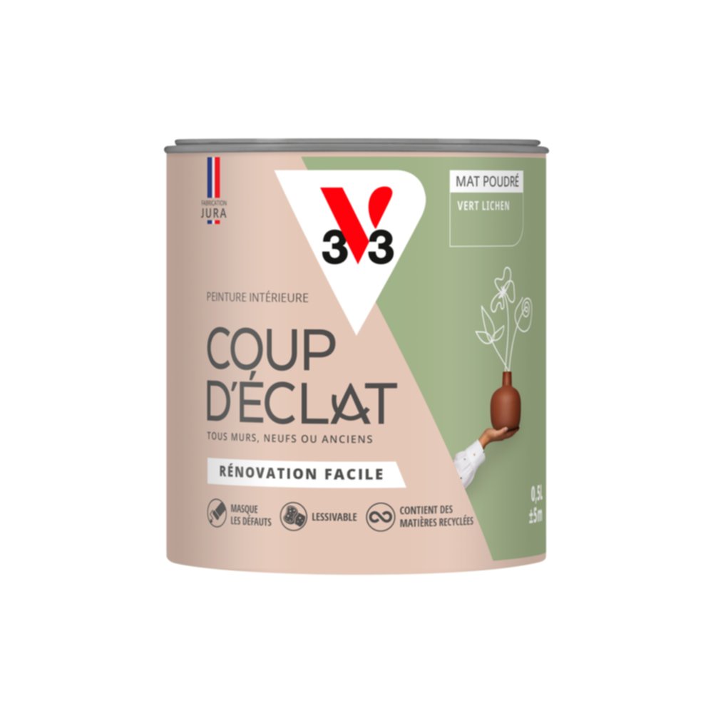 Peinture intérieure mat Coup d'Éclat vert lichen 0,5 L - v33