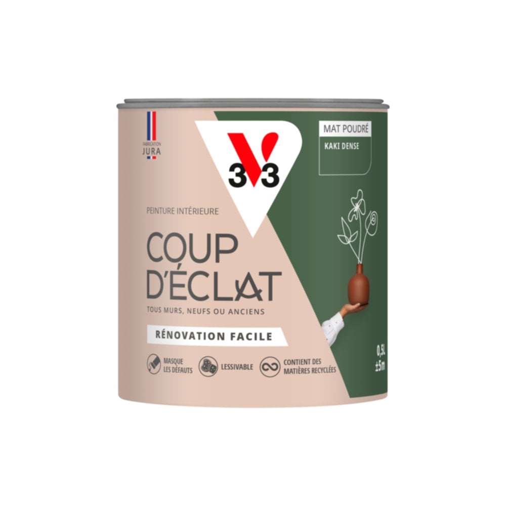 Peinture intérieure mat Coup d'Éclat kaki dense 0,5 L - v33