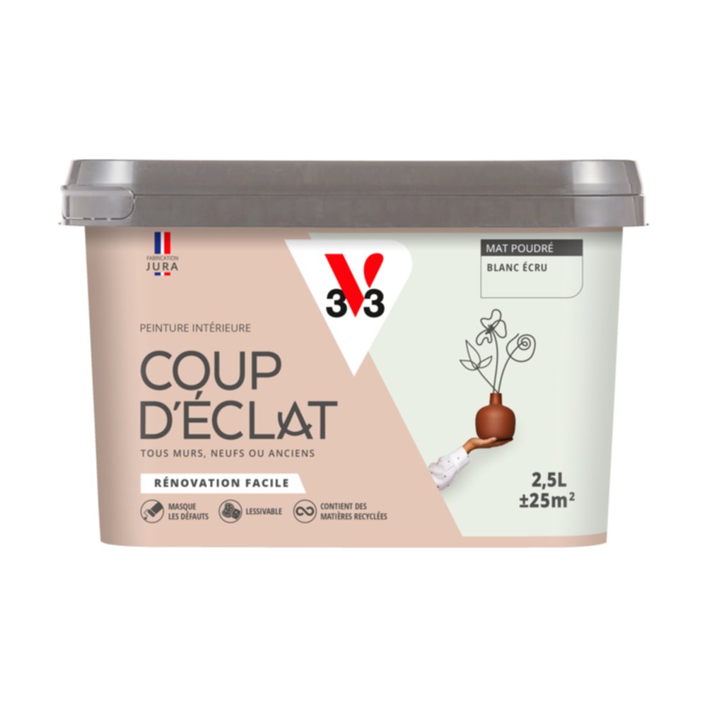 Peinture intérieure mat Coup d'Éclat blanc écru 2,5 L - v33