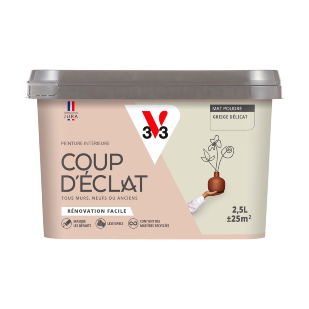 Peinture intérieure mat Coup d'Éclat greige délicat 2,5 L - v33