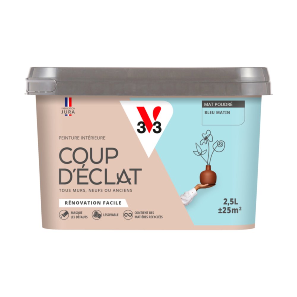 Peinture intérieure mat Coup d'Éclat bleu in 2,5 L - v33