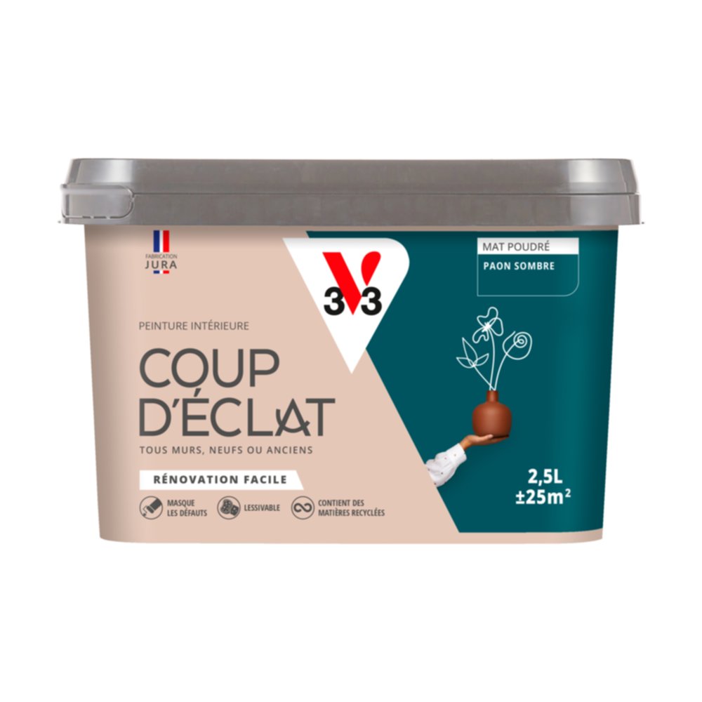 Peinture intérieure mat Coup d'Éclat paon sombre 2,5 L - v33