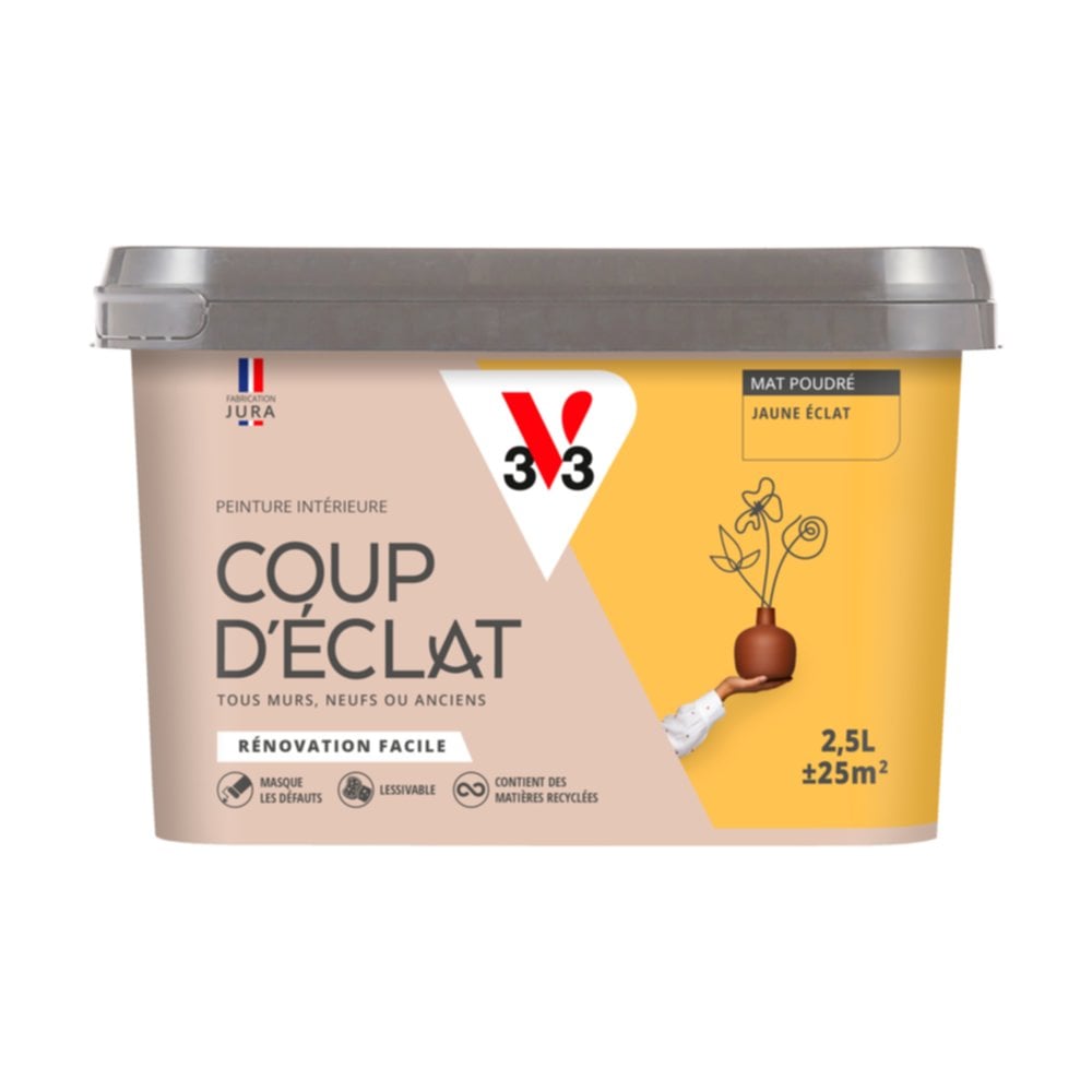 Peinture intérieure mat Coup d'Éclat jaune éclat 2,5 L - v33