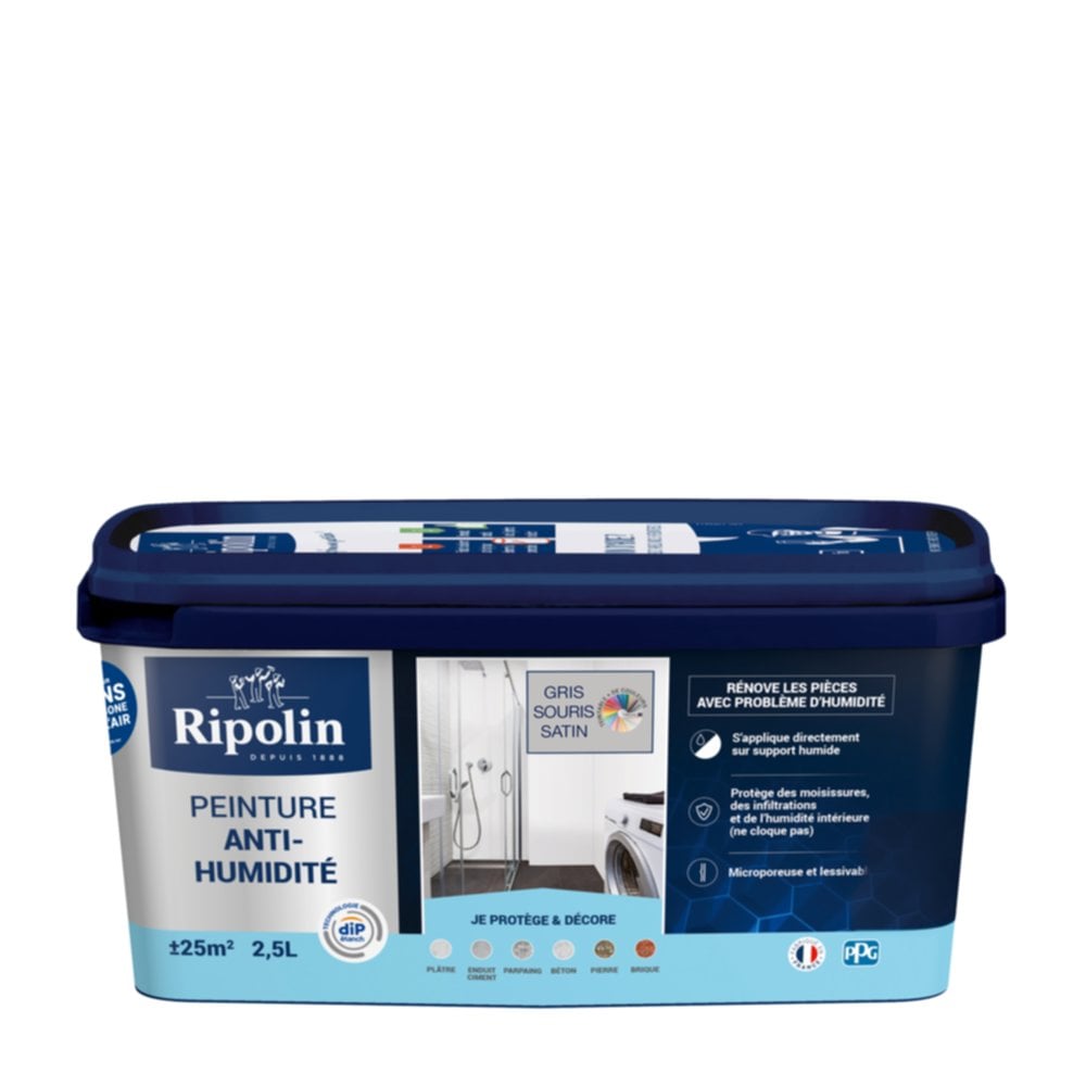 Peinture anti-humidité gris souris 2,5 L - RIPOLIN