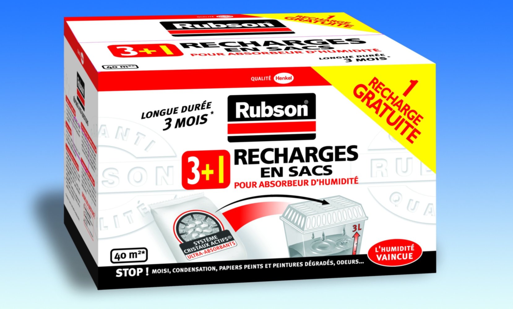 4 recharges en sac pour absorbeur d'humidité Classic - RUBSON